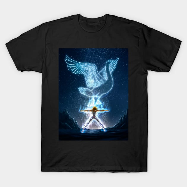 Flying cygnus T-Shirt by mcashe_art